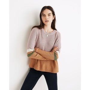 Madewell Roll-Trim Waffle Pullover Sweater Cotton Merino Wool Boxy NWT Sz S